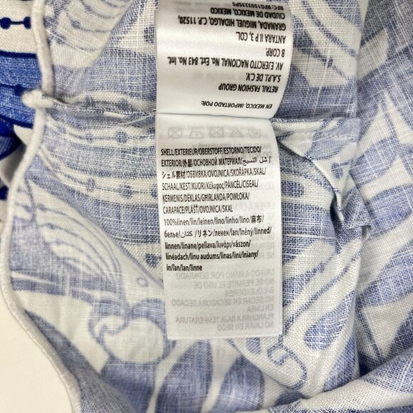 NWOT Farm Rio Linen Lace Nature Short-Sleeve Crop Wavy Blouse Size M Blue - Picture 10 of 11